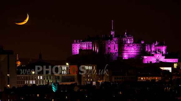 Crescent moon, purple castle