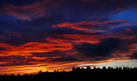 Flaming sky over Harrison Park in Edinburgh