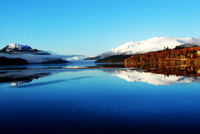Loch Laggan and Creag Meagaidh in Winter, The Ardverikie estate is on the south side of the loch, where Monarch of the Glen was filmed.